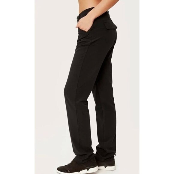Lole Travel Pant Solid Black Mid Rise Straight Leg Stretch Pockets Size 8 - Picture 3 of 13